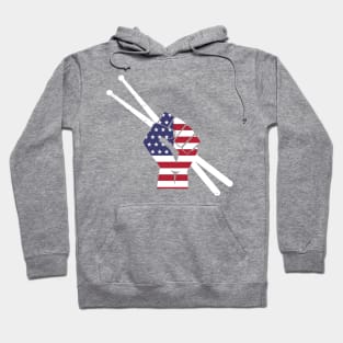 Drummer Drum Sticks American Flag Hoodie